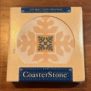 NIB CoasterStone Set of 4 Round Coasters Truly Absorbing Hawaiian Quilt NEW